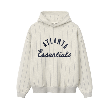 Fear of God Essentials Braves Sport Hoodie 'Oatmeal Heather w Dark Sapphire Pinstripes'