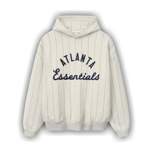 Fear of God Essentials Braves Sport Hoodie 'Oatmeal Heather w Dark Sapphire Pinstripes'