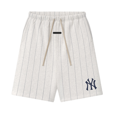 Fear of God Essentials Yankees 90's Sweatshort 'Oatmeal Heather W Dark Sapphire Pinstripes'
