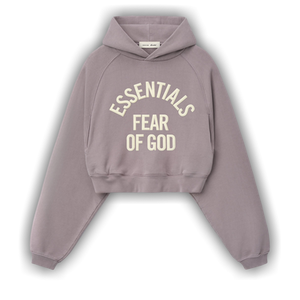 Fear of God Essentials Campus 90s Cropped Raglan Hoodie 'Faded Mauve'