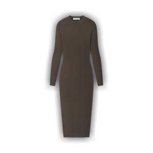 Fear of God Essentials Rib Knit Fitted Long Sleeve Dress 'Brown'