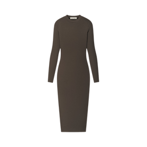 Fear of God Essentials Rib Knit Fitted Long Sleeve Dress 'Brown'