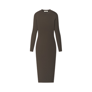 Fear of God Essentials Rib Knit Fitted Long Sleeve Dress 'Brown'