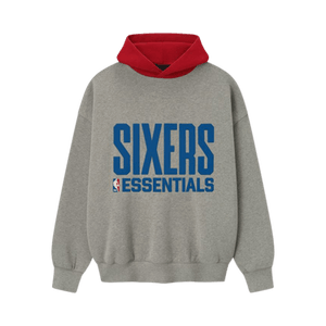 Fear of God Essentials Sixers Sport Hoodie 'Concrete Heather/ Red'