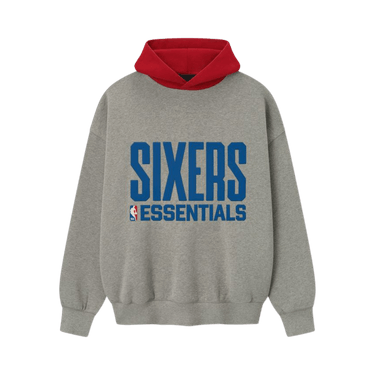 Fear of God Essentials Sixers Sport Hoodie 'Concrete Heather/ Red'