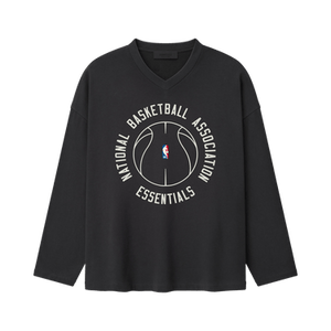 Fear of God Essentials NBA x Barkley Hendricks Long Sleeve V-Neck Tee 'Faded Black'