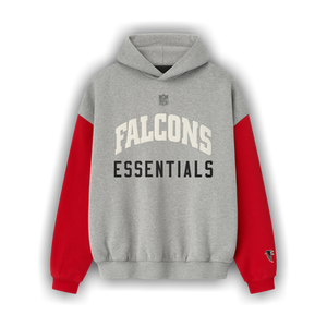 Fear of God Essentials Falcons Sport Hoodie 'Concrete Heather/ Red'