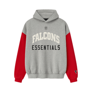 Fear of God Essentials Falcons Sport Hoodie 'Concrete Heather/ Red'