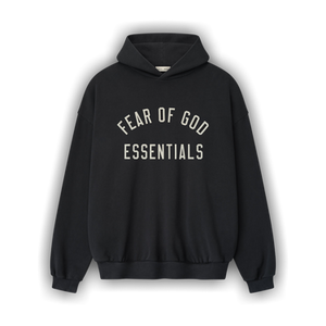Fear of God Essentials Varsity 90s Fit Hoodie 'Vintage Black'