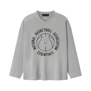 Fear of God Essentials NBA x Barkley Hendricks Long Sleeve V-Neck Tee 'Concrete Heather'