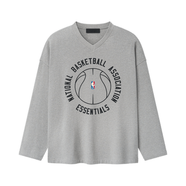 Fear of God Essentials NBA x Barkley Hendricks Long Sleeve V-Neck Tee 'Concrete Heather'