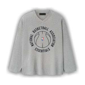Fear of God Essentials NBA x Barkley Hendricks Long Sleeve V-Neck Tee 'Concrete Heather'