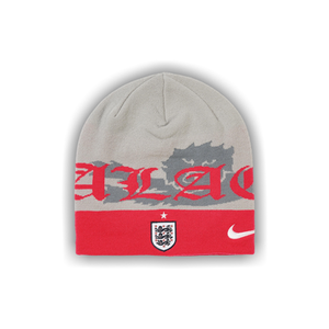 Palace x Nike England Uncuffed Beanie 'Pewter Grey/Cool Grey/Bright Crimson'