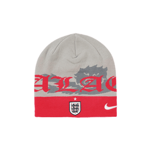 Palace x Nike England Uncuffed Beanie 'Pewter Grey/Cool Grey/Bright Crimson'