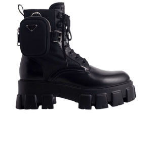 Prada Wmns Monolith Brushed Rois Leather and Nylon Boot 'Black'
