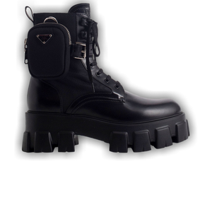 Prada Wmns Monolith Brushed Rois Leather and Nylon Boot 'Black'
