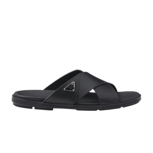 Prada Leather Criss Cross Slide 'Black'