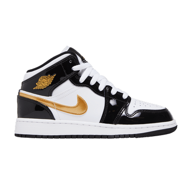 Air Jordan 1 Mid Patent SE GS 'Black Gold'