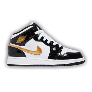 Air Jordan 1 Mid Patent SE GS 'Black Gold'