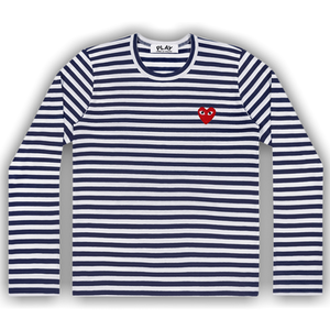 Comme des Garçons PLAY Heart Logo Long-Sleeve Stripe Shirt 'White Navy'