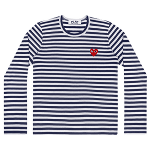 Comme des Garçons PLAY Heart Logo Long-Sleeve Stripe Shirt 'White Navy'