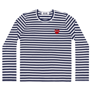 Comme des Garçons PLAY Heart Logo Long-Sleeve Stripe Shirt 'White Navy'