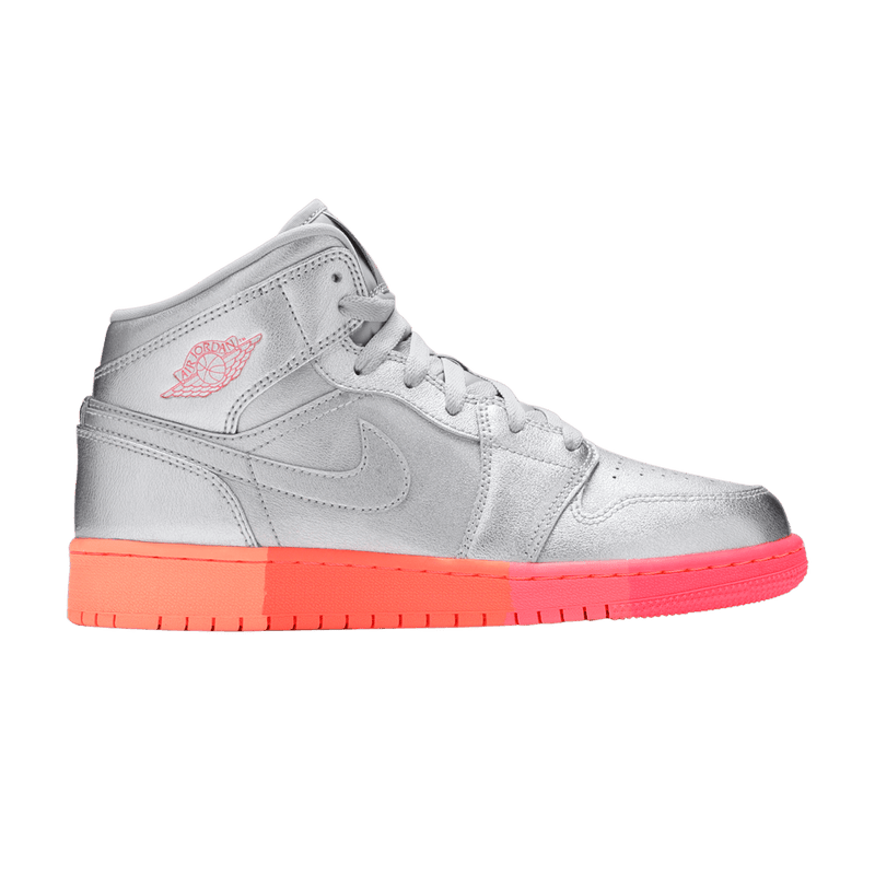 Air Jordan 1 Mid GS 'Metallic Silver Pink Crimson' 555112 006