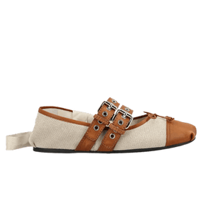 Miu Miu Wmns Canvas Ballerinas 'Beige Tobacco'