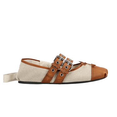 Miu Miu Wmns Canvas Ballerinas 'Beige Tobacco'