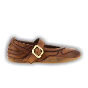 Miu Miu WmnsGymnasium Leather Ballerina 'Cognac'