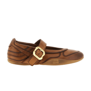 Miu Miu WmnsGymnasium Leather Ballerina 'Cognac'