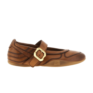 Miu Miu WmnsGymnasium Leather Ballerina 'Cognac'