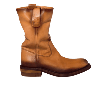 MIu Miu Wmns Foule Leather Bootie 'Light Tan'