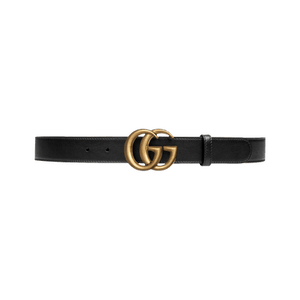 Gucci Leather Double G Slim Belt 'Black'
