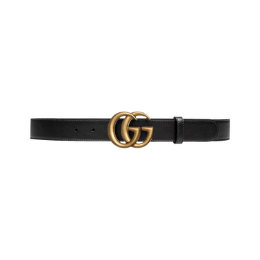 Gucci Leather Double G Slim Belt 'Black'