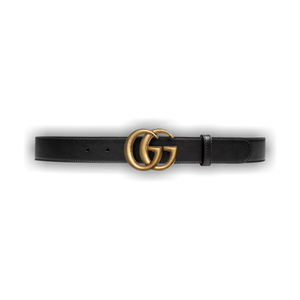 Gucci Leather Double G Slim Belt 'Black'