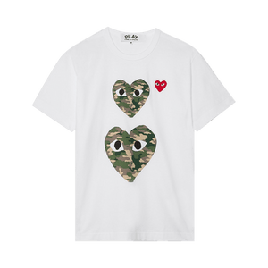 Comme des Garçons PLAY Camouflage Double Heart T-Shirt 'White'