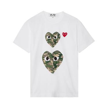 Comme des Garçons PLAY Camouflage Double Heart T-Shirt 'White'