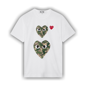 Comme des Garçons PLAY Camouflage Double Heart T-Shirt 'White'