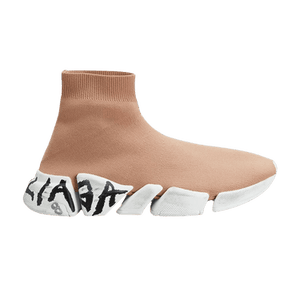 Balenciaga Wmns Speed 2 Graffiti Sock Bootie 'Dark Beige White Black'