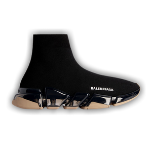 Balenciaga Speed 2.0 Full Clear Sole Recycled Knit Sneaker 'Black Beige'