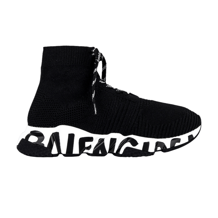 Balenciaga Speed Lace-Up Graffiti Sneaker 'Black White' 617251 W2DB7 1015