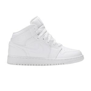 Air Jordan 1 Mid GS 'Triple White Tumbled Leather' 2020