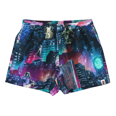 BAPE Neon Tokyo Track Shorts 'Black'