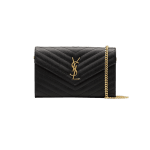 Saint Laurent Medium Matelassé Leather Wallet On Chain 'Nero'