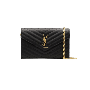 Saint Laurent Medium Matelassé Leather Wallet On Chain 'Nero'