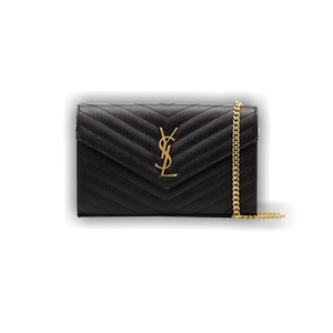 Saint Laurent Medium Matelassé Leather Wallet On Chain 'Nero'