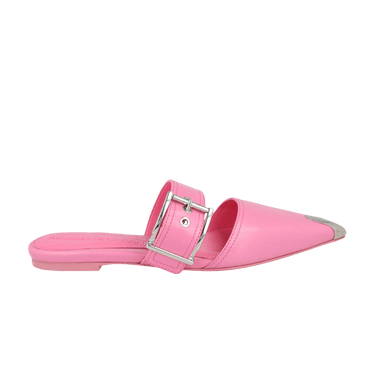 Alexander McQueen Wmns Buckle Leather Mule 'Sugar Pink Silver'