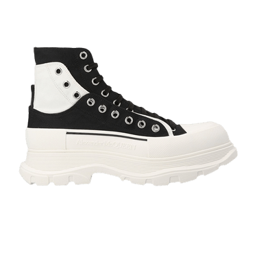 Alexander McQueen Tread Slick Ankle Boot 'Black White Overlapping Panels'