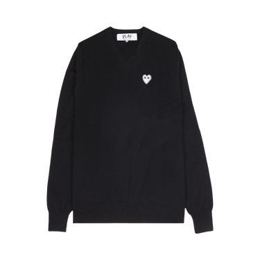 Comme des Garçons PLAY Heart V-Neck Sweater 'Black'